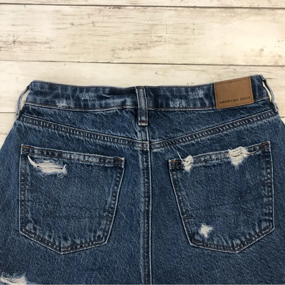 AMERICAN EAGLE Women’s Blue Ripped Short Size 4 - Picture 6 of 8